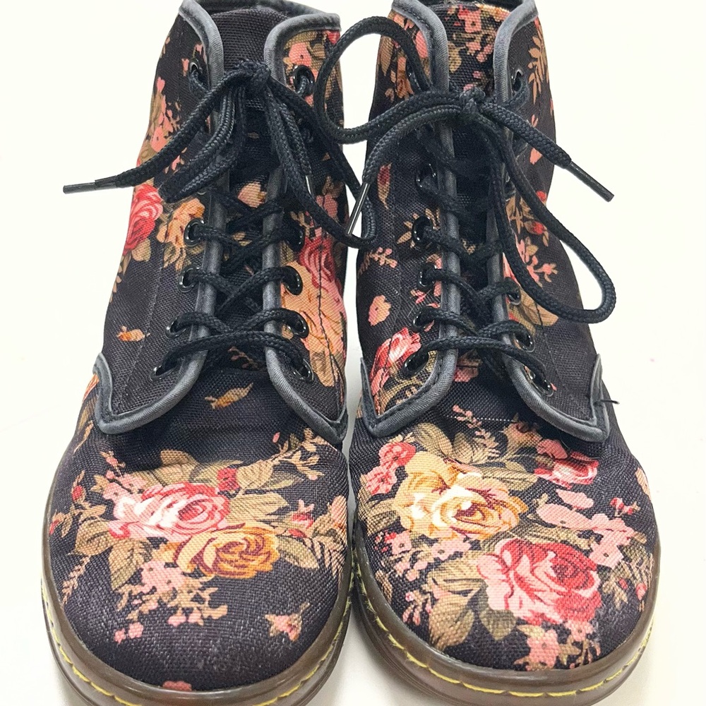 Dr. Martens Black Floral Lace-Up Boots